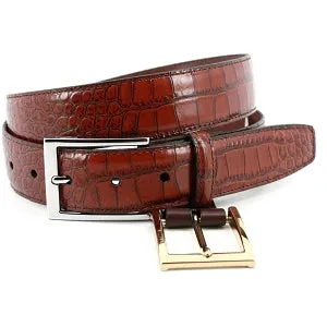 Alligator Grain Embossed Calfskin Belt