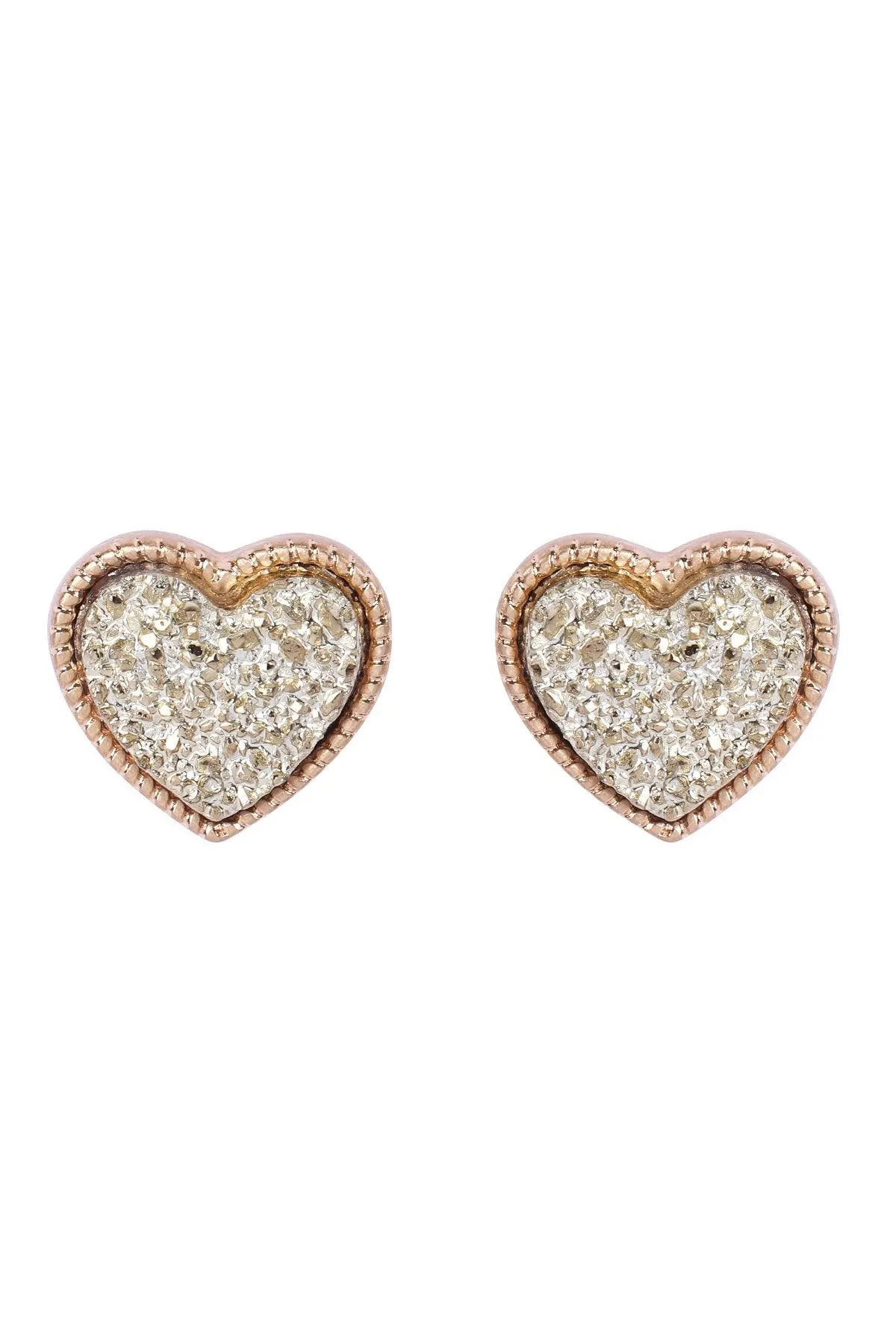 B4e2549 - Heart Shape Faux Druzy Post Earrings