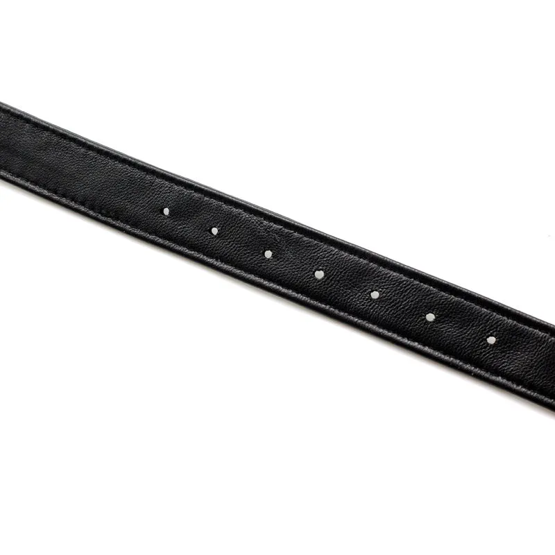Black Leather Collar w/ Sparkly "BITCH" Text on Front