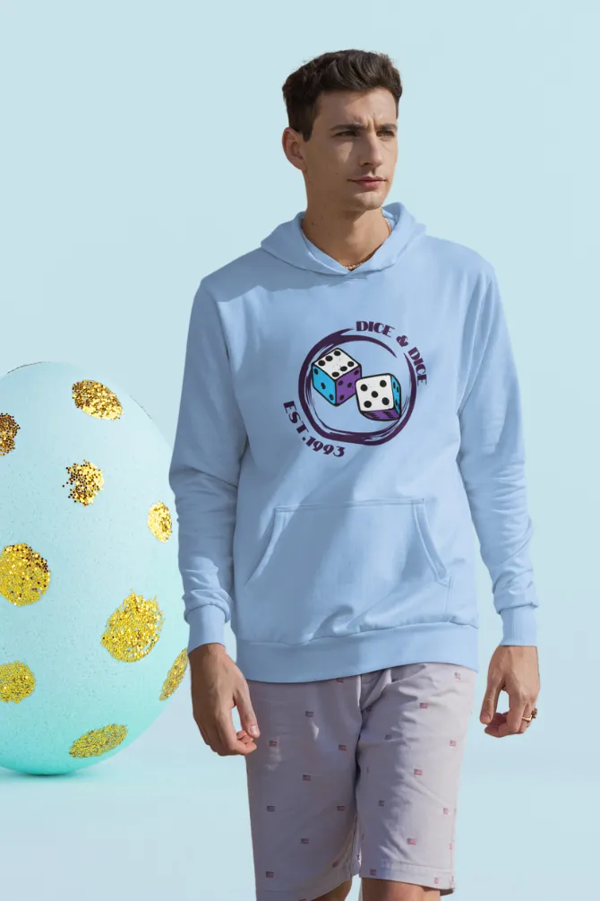 Dice Baby Blue Printed Hoodie for men