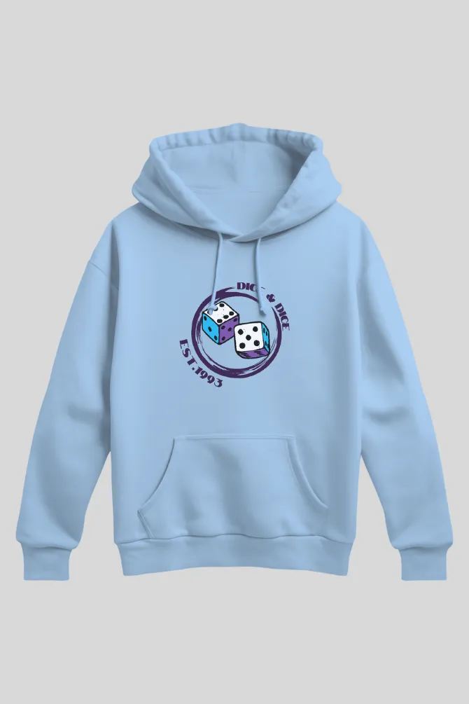 Dice Baby Blue Printed Hoodie for men