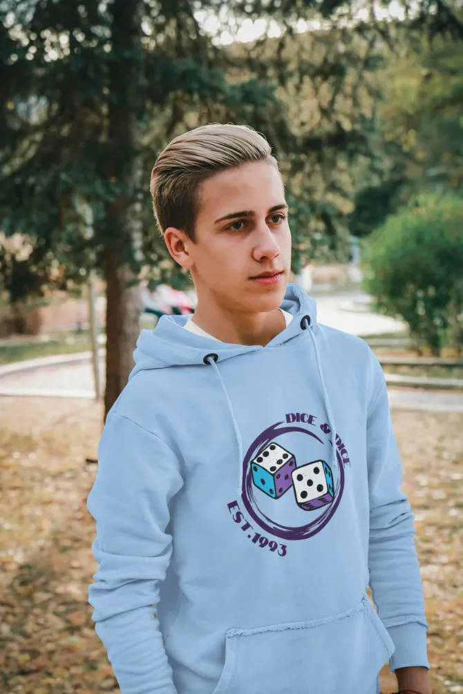 Dice Baby Blue Printed Hoodie for men