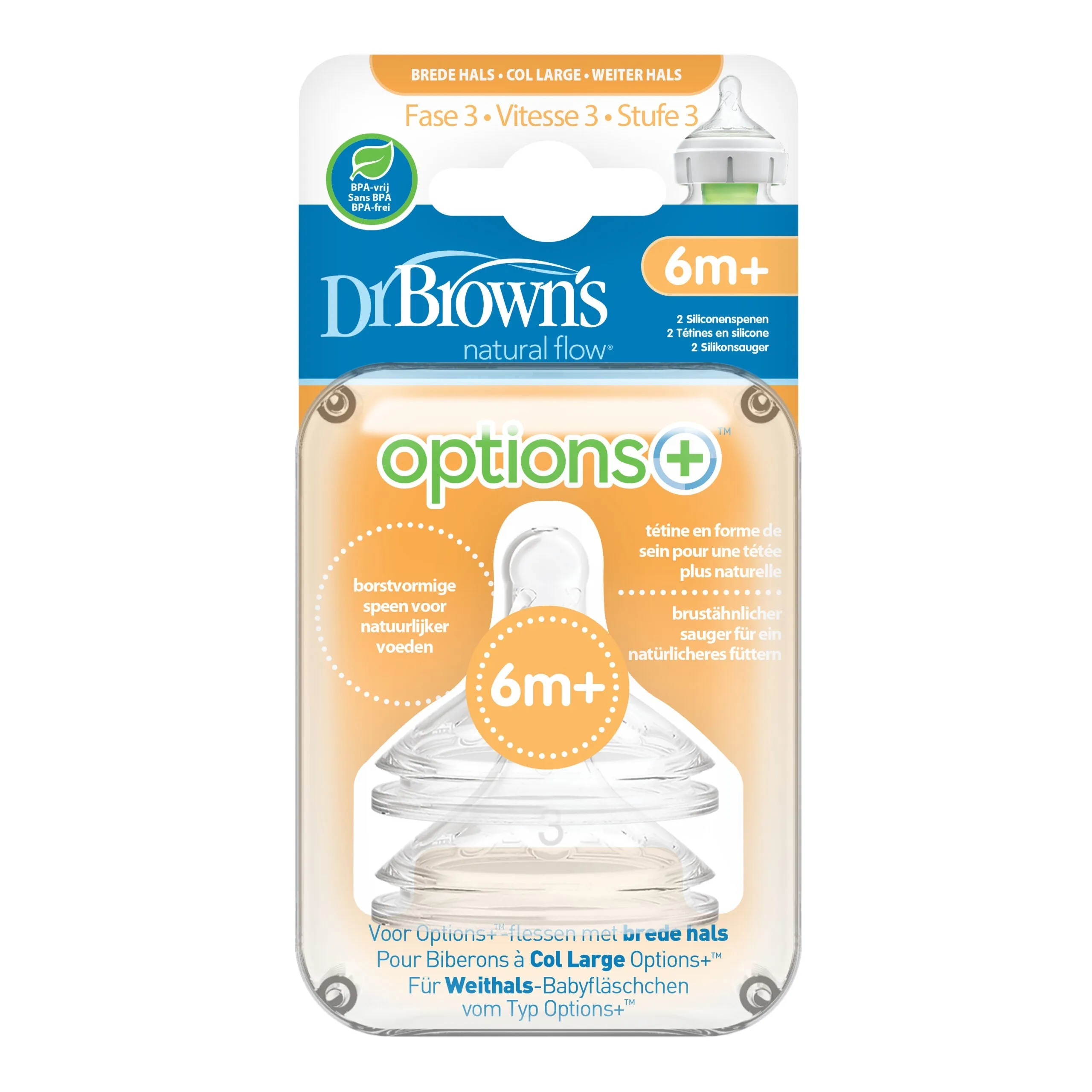 Dr. Brown's options  phase 3 wide neck bottle bottle teat 6m 