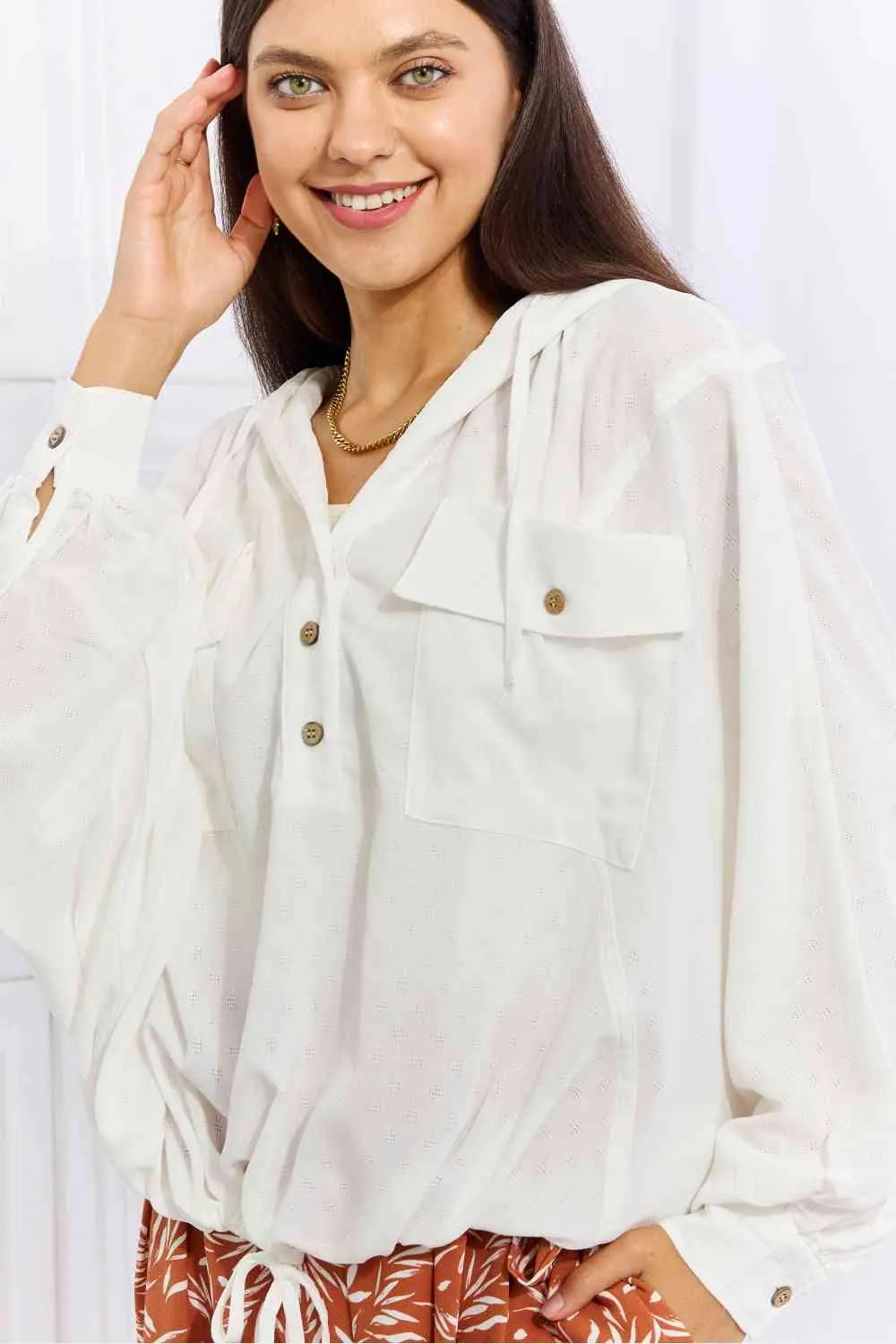 Sporty Babe Full Size Lightweight Textured Hoodie Top