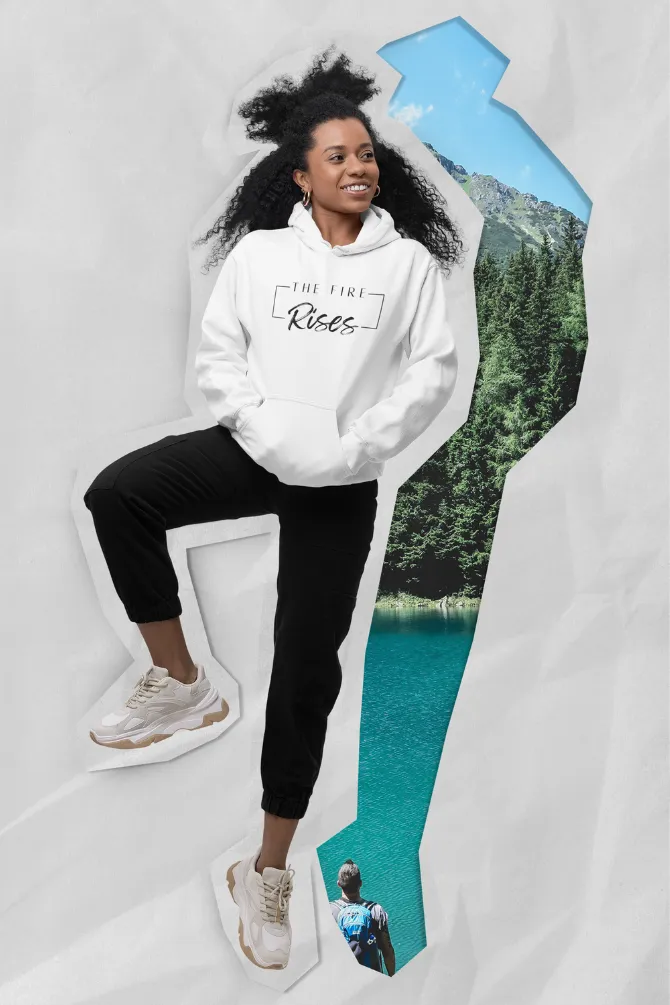 The Fire Rises White Printed Hoodie for women