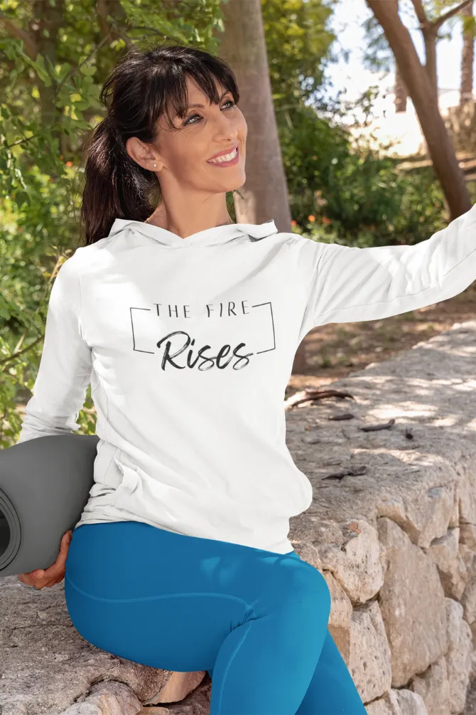 The Fire Rises White Printed Hoodie for women